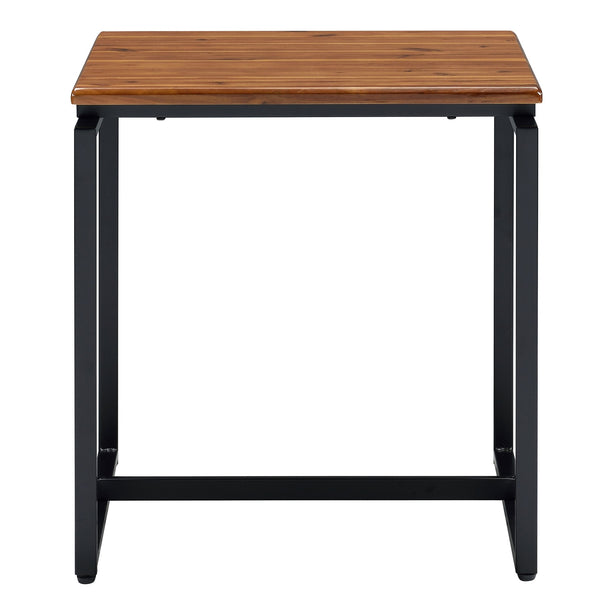 English Elm Oak Industrial 3-Piece Occasional Table Set – Oak Tops, Black Metal Sled Bases, Modern Coffee & End Tables (47.5" Coffee) B062P184598