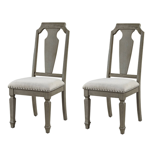 English Elm Beige Weathered Oak Side Chairs Set Of 2 - Vintage Open-Back Design For Dining And Accent Spaces B062P182734