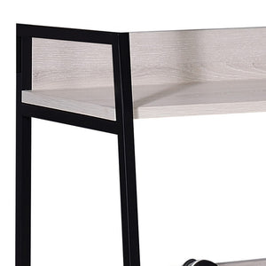 English Elm Natural leaning ladder bookshelf 67.5" tall, 5 open wooden shelves on sleek metal frame for modern decor display Beige+Black B062P184594