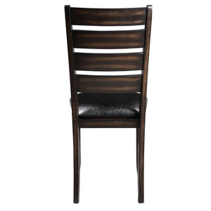 English Elm Black Ladder Back Side Chairs Set of 2 – Black Faux Leather Upholstery, Espresso Wood Legs, Modern Elegance for Dining Rooms B062P182738
