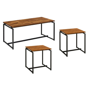 English Elm Oak Industrial 3-Piece Occasional Table Set – Oak Tops, Black Metal Sled Bases, Modern Coffee & End Tables (47.5" Coffee) B062P184598