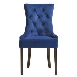 English Elm Blue Tufted Velvet Side Chairs Set of 2 – Weathered Oak Legs, Nailhead Trim, Plush Upholstery for Elegant Comfort (98) B062P182745