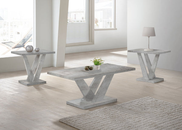 English Elm 3PC Rustic Modern Coffee Table Set with Built-In Shelf, Dark Wood Grain Finish for Living Room Gray 45 L x 25 W x 4.5 H B011P405685