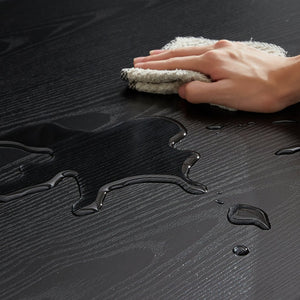 English Elm Dining Table Set with Stowable Benches, Industrial Chipboard & Steel Counter Height, Waterproof Durable Finish Black W1668P186641