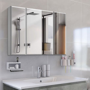English Elm 36x26 LED Mirror Medicine Cabinet with Dimmable 3-Temp Lighting, Anti-Fog Surface Defogger, Spacious Storage Silver K551P185392