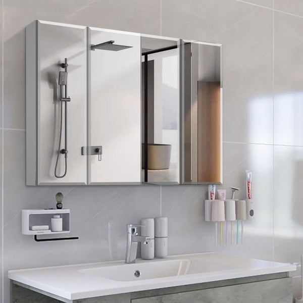 English Elm 36x26 LED Mirror Medicine Cabinet with Dimmable 3-Temp Lighting, Anti-Fog Surface Defogger, Spacious Storage Silver K551P185392