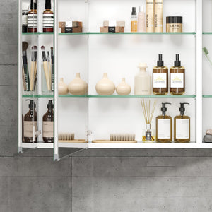 English Elm 36x26 LED Mirror Medicine Cabinet with Dimmable 3-Temp Lighting, Anti-Fog Surface Defogger, Spacious Storage Silver K551P185392