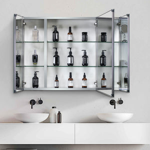 English Elm 36x26 LED Mirror Medicine Cabinet with Dimmable 3-Temp Lighting, Anti-Fog Surface Defogger, Spacious Storage Silver K551P185392