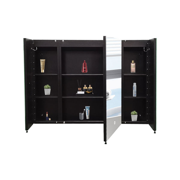 English Elm 36x26 LED Mirror Medicine Cabinet with Dimmable 3-Temp Lighting, Anti-Fog Surface Defogger, Spacious Storage Black K551P185527
