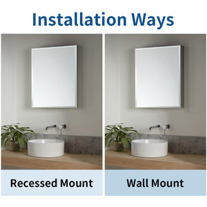 English Elm 20x26 Modern Matte Black Mirror Medicine Cabinet with Invisible Handle, Soft-Close Hinge, Recess/Wall Mount K551P185360