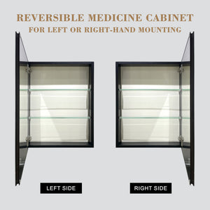 English Elm 20x26 Modern Matte Black Mirror Medicine Cabinet with Invisible Handle, Soft-Close Hinge, Recess/Wall Mount K551P185360
