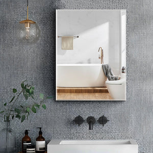 English Elm 20x26 Modern Matte Black Mirror Medicine Cabinet with Invisible Handle, Soft-Close Hinge, Recess/Wall Mount K551P185360