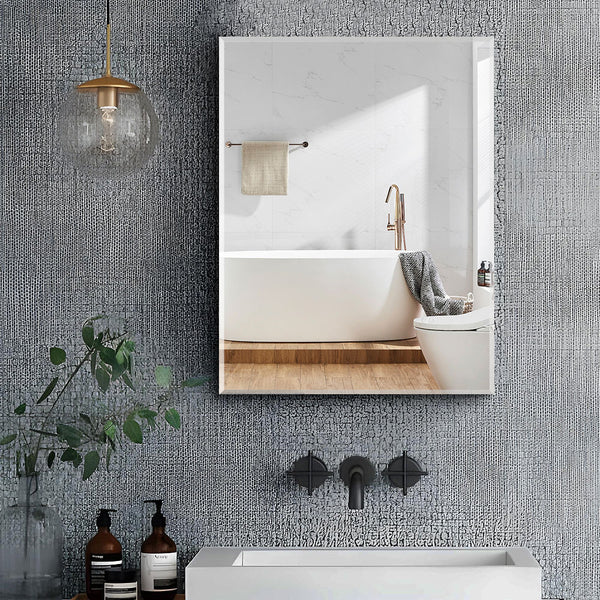 English Elm 20x26 Modern Matte Black Mirror Medicine Cabinet with Invisible Handle, Soft-Close Hinge, Recess/Wall Mount K551P185360