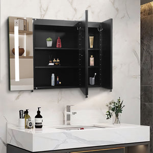 English Elm 36x26 LED Mirror Medicine Cabinet with Dimmable 3-Temp Lighting, Anti-Fog Surface Defogger, Spacious Storage Black K551P185527