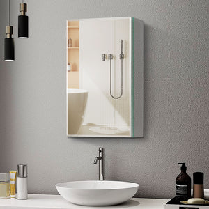 English Elm 20x26 Modern Matte Black Mirror Medicine Cabinet with Invisible Handle, Soft-Close Hinge, Recess/Wall Mount K551P185360