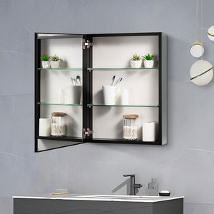 English Elm 20x26 Modern Matte Black Mirror Medicine Cabinet with Invisible Handle, Soft-Close Hinge, Recess/Wall Mount K551P185360