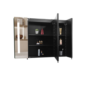 English Elm 36x26 LED Mirror Medicine Cabinet with Dimmable 3-Temp Lighting, Anti-Fog Surface Defogger, Spacious Storage Black K551P185527