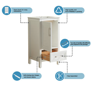 English Elm Fully Assembled 18'' Freestanding Bathroom Vanity - Modern Design, Two Handle Options & Space-Saving K1826P225850