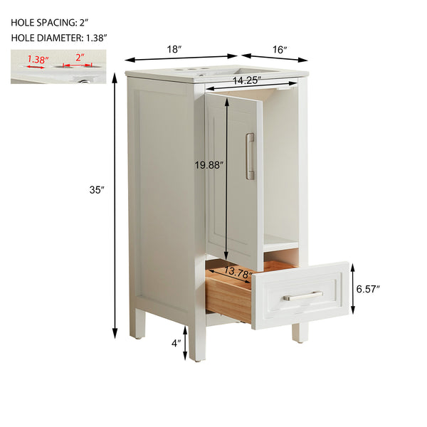 English Elm Fully Assembled 18'' Freestanding Bathroom Vanity - Modern Design, Two Handle Options & Space-Saving K1826P225850