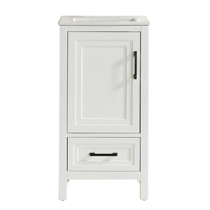 English Elm Fully 18" Freestanding Single Bathroom Vanity with Waterproof 5-Layer Paint, Open Back and Dual Handles White W1826P351749