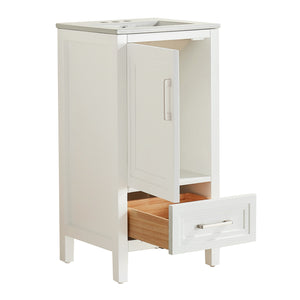 English Elm Fully 18" Freestanding Single Bathroom Vanity with Waterproof 5-Layer Paint, Open Back and Dual Handles White W1826P351749