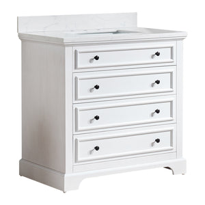 English Elm Fully Assembled 36'' Freestanding Bathroom Vanity With Elegant Marble Top & Ample Storage Solutions K1826P225847