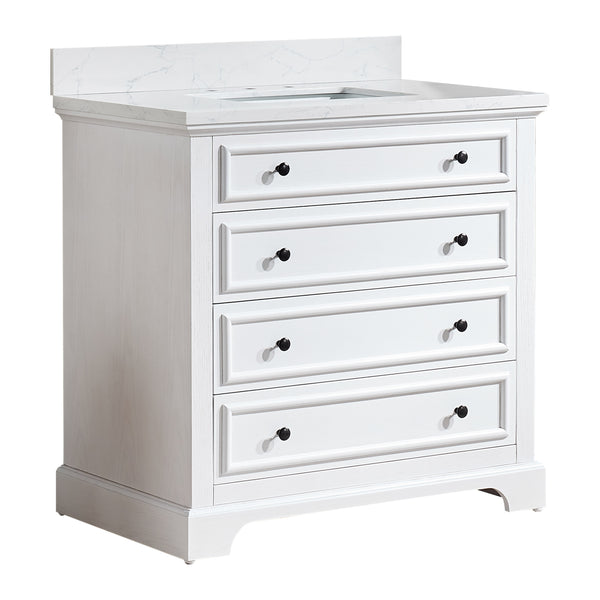 English Elm Fully Assembled 36'' Freestanding Bathroom Vanity With Elegant Marble Top & Ample Storage Solutions K1826P225847