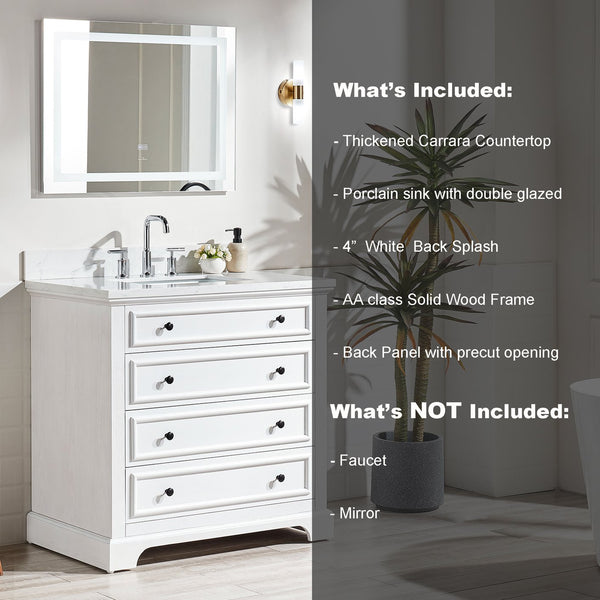 English Elm Fully Assembled 36'' Freestanding Bathroom Vanity With Elegant Marble Top & Ample Storage Solutions K1826P225847