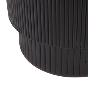 English Elm Handmade Mgo Ribbed Cylinder Side Table Black Concrete Finish Indoor Outdoor Use N772P261960B