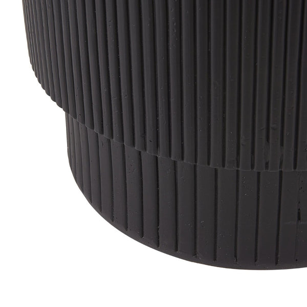 English Elm Handmade Mgo Ribbed Cylinder Side Table Black Concrete Finish Indoor Outdoor Use N772P261960B
