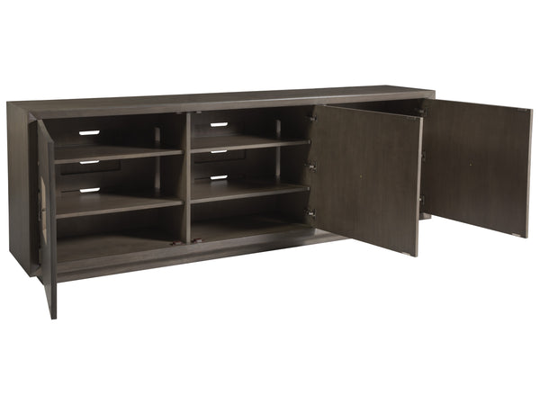 Lexington Artistica Home Mercury Stunning Media Console With Unique Finishes, Adjustable Shelves, And Elegant Design Gray Brown Wood 2025-908