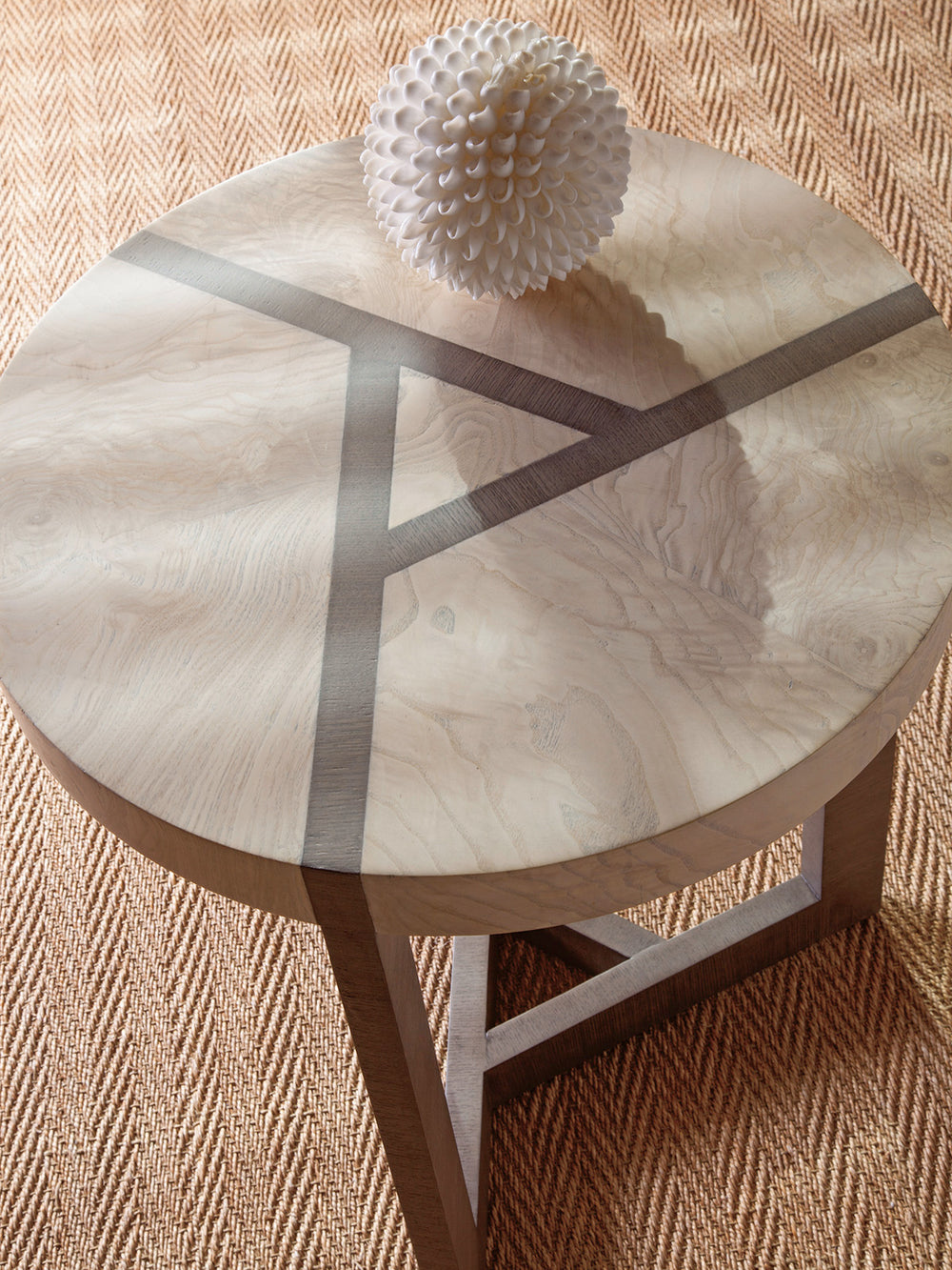 Lexington Artistica Home Mercury Spot Table - Unique Geometric Design In Bleached Olive Ash Burl And White Oak Veneers Gray Brown Wood 2025-950