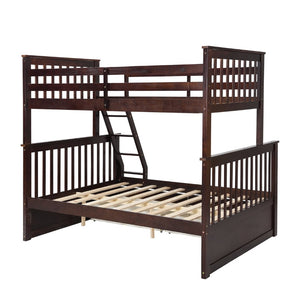 English Elm Twin Over Full Bunk Bed With Storage Drawers – Stylish Espresso Wooden Bunk Bed For Kids & Teens K495S00006-GIGA