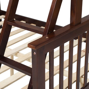 English Elm Twin Over Full Bunk Bed With Storage Drawers – Stylish Espresso Wooden Bunk Bed For Kids & Teens K495S00006-GIGA