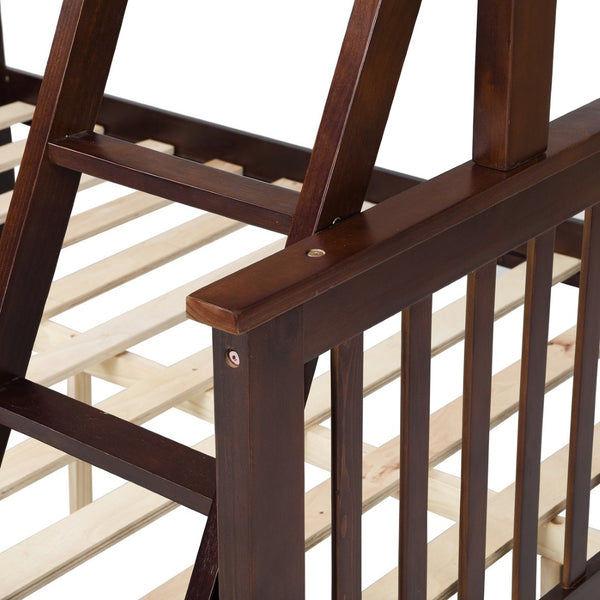 English Elm Twin Over Full Bunk Bed With Storage Drawers – Stylish Espresso Wooden Bunk Bed For Kids & Teens K495S00006-GIGA