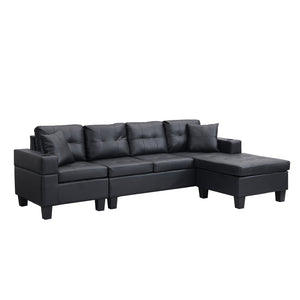 English Elm Sectional Faux Leather L Shape Sofa with Reversible Chaise and Built in Cup Holder K311S00017