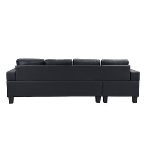 English Elm Sectional Faux Leather L Shape Sofa with Reversible Chaise and Built in Cup Holder K311S00017