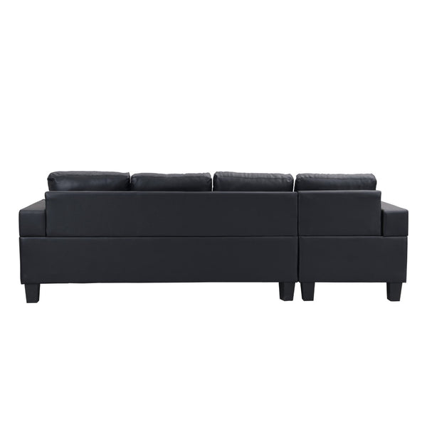 English Elm Sectional Faux Leather L Shape Sofa with Reversible Chaise and Built in Cup Holder K311S00017