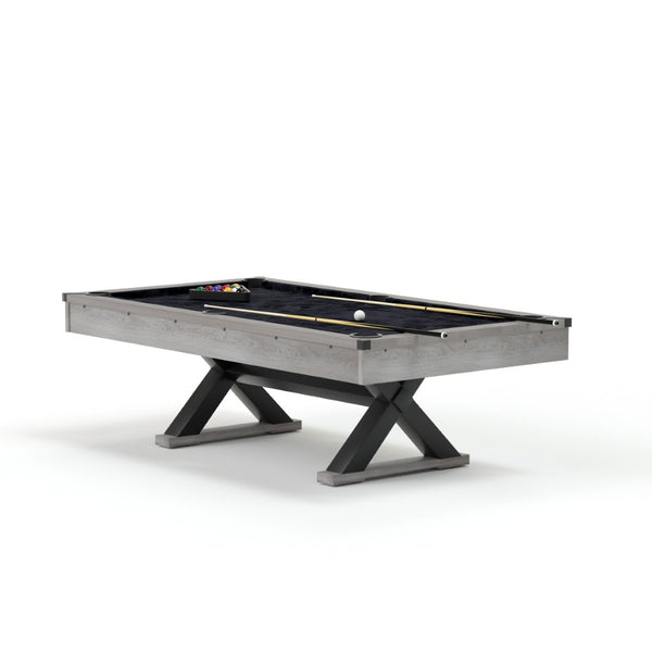 English Elm 84" Pool Table with X Legs Black Felt Mdf Frame Rustic Grey Game Room Billiards W1668P170269