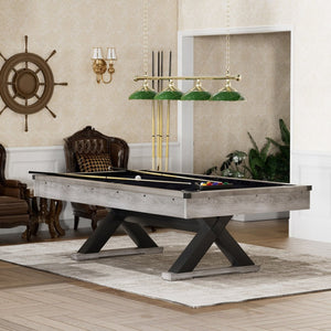 English Elm 84" Pool Table with X Legs Black Felt Mdf Frame Rustic Grey Game Room Billiards W1668P170269
