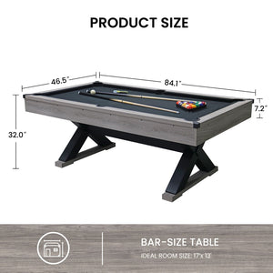 English Elm 84" Pool Table with X Legs Black Felt Mdf Frame Rustic Grey Game Room Billiards W1668P170269