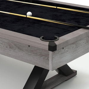 English Elm 84" Pool Table with X Legs Black Felt Mdf Frame Rustic Grey Game Room Billiards W1668P170269