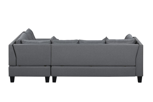 English Elm 104.5" Gray Upholstered Sectional Sofa with Chaise and Storage Ottoman Set K311S00012