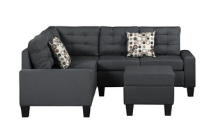 English Elm 6-piece Tufted Polyester Sectional Sofa Set with Ottoman for Modern Living Rooms Grey K311S00014