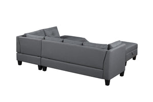English Elm 104.5" Gray Upholstered Sectional Sofa with Chaise and Storage Ottoman Set K311S00012
