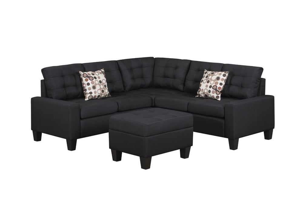 English Elm 6-piece Tufted Polyester Sectional Sofa Set with Ottoman for Modern Living Rooms Black K311S00013