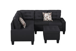 English Elm 6-piece Tufted Polyester Sectional Sofa Set with Ottoman for Modern Living Rooms Black K311S00013