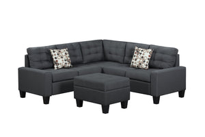 English Elm 6-piece Tufted Polyester Sectional Sofa Set with Ottoman for Modern Living Rooms Grey K311S00014