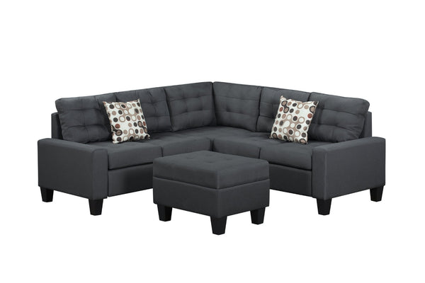 English Elm 6-piece Tufted Polyester Sectional Sofa Set with Ottoman for Modern Living Rooms Grey K311S00014