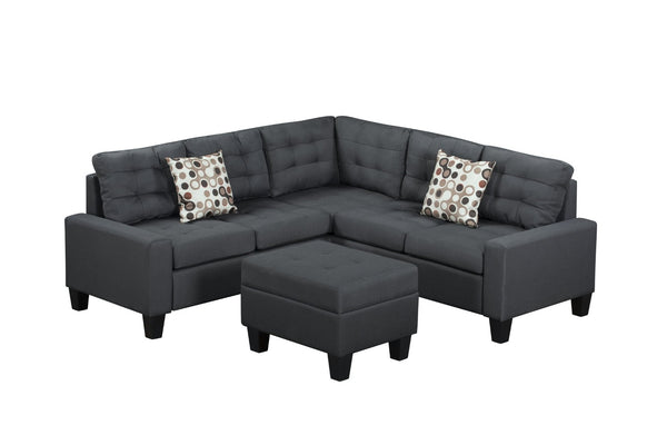 English Elm 6-piece Tufted Polyester Sectional Sofa Set with Ottoman for Modern Living Rooms Grey K311S00014